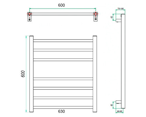 Электрический полотенцесушитель Eco Classic 630x600