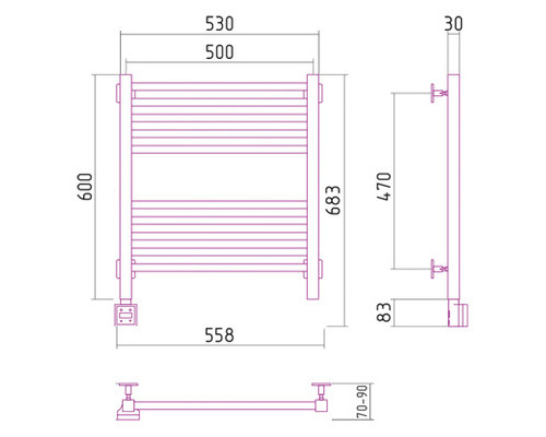 Электрический полотенцесушитель Сунержа Модус 600x500 L 00-0520-6050 (Sunerzha)