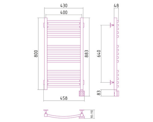 Электрический полотенцесушитель Сунержа Аркус 800x400 R 00-0533-8040 (Sunerzha)