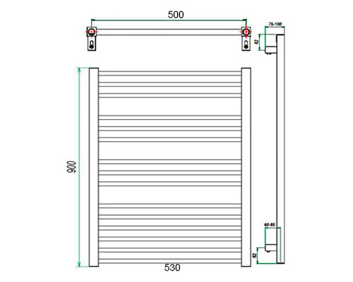 Электрический полотенцесушитель Classic 530x900