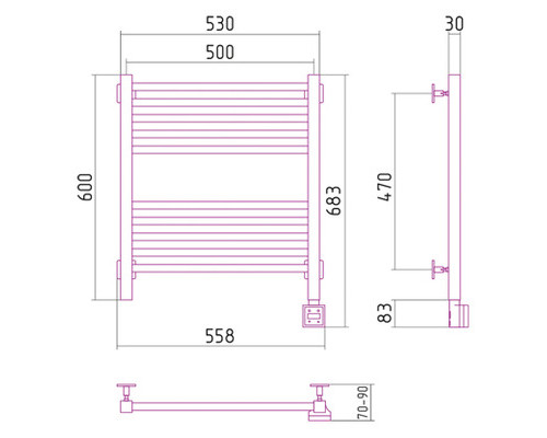 Электрический полотенцесушитель Сунержа Модус 600x500 R 00-0521-6050 (Sunerzha)