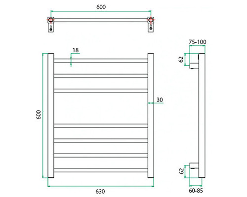 Электрический полотенцесушитель Eco Classic 630x600