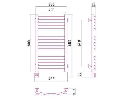 Электрический полотенцесушитель Сунержа Аркус 800x400 L 00-0532-8040 (Sunerzha)