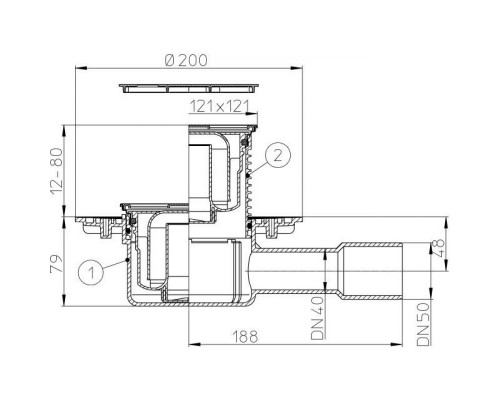 Трап душевой с гидрозатвором HL510N (арт. 42797)