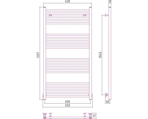 Водяной полотенцесушитель Сунержа Модус 1200x600 00-0250-1260 (Sunerzha)