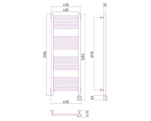 Электрический полотенцесушитель Сунержа Модус 1200x400 R 00-0521-1240 (Sunerzha)