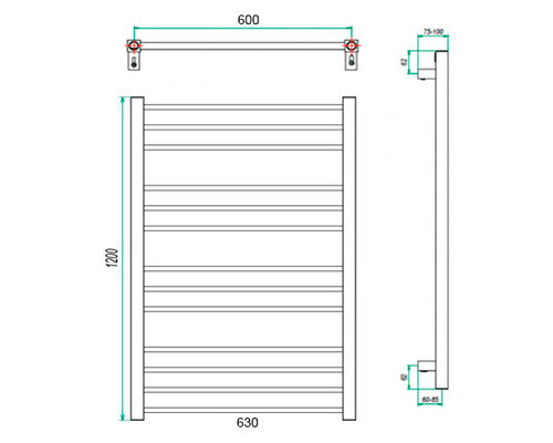 Электрический полотенцесушитель Eco Classic 630x1200