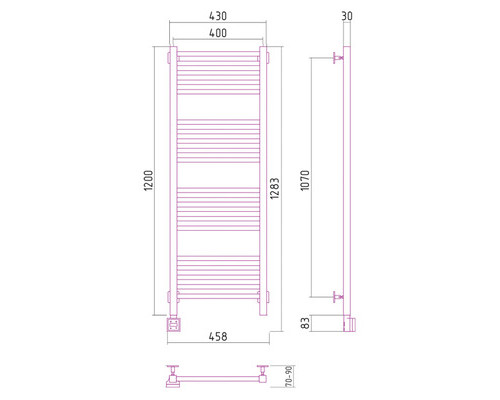 Электрический полотенцесушитель Сунержа Модус 1200x400 L 00-0520-1240 (Sunerzha)