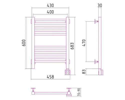 Электрический полотенцесушитель Сунержа Модус 600x400 R 00-0521-6040 (Sunerzha)