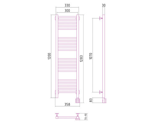 Электрический полотенцесушитель Сунержа Модус 1200x300 R 00-0521-1230 (Sunerzha)