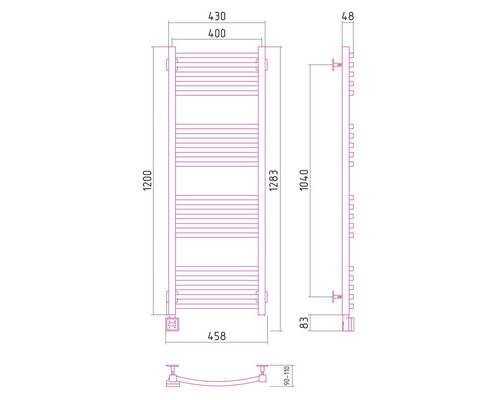 Электрический полотенцесушитель Сунержа Аркус 1200x400 L 00-0532-1240 (Sunerzha)