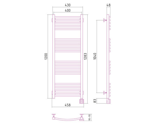 Электрический полотенцесушитель Сунержа Аркус 1200x400 R 00-0533-1240 (Sunerzha)