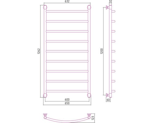 Водяной полотенцесушитель Сунержа Галант+ 1200x600 00-0200-1260 (Sunerzha)