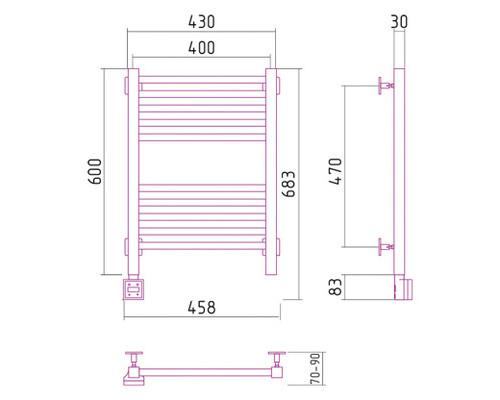 Электрический полотенцесушитель Сунержа Модус 600x400 L 00-0520-6040 (Sunerzha)