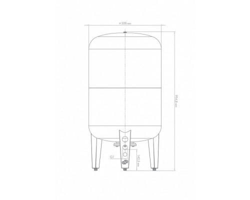 Расширительный бак, гидроаккумулятор ВПк 150, 7153, вертикальный, для водоснабжения