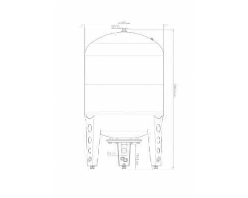 Расширительный бак, гидроаккумулятор ВПк 200, 7154, вертикальный, для водоснабжения