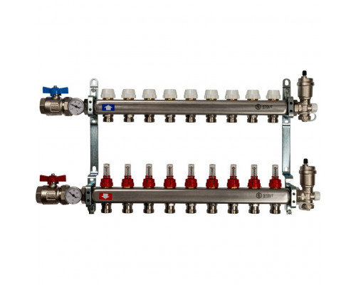 Коллектор из нержавеющей стали с расходомерами на 9 контура SMS 0917 000009