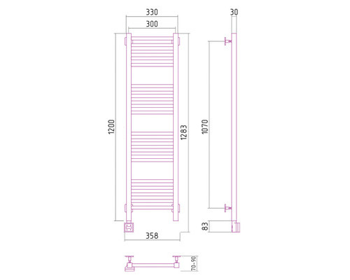 Электрический полотенцесушитель Сунержа Модус 1200x300 L 00-0520-1230 (Sunerzha)