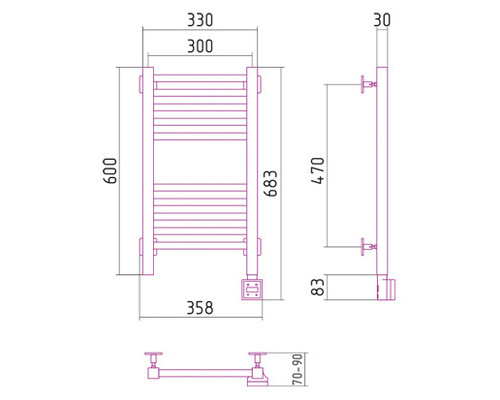 Электрический полотенцесушитель Сунержа Модус 600x300 R 00-0521-6030 (Sunerzha)