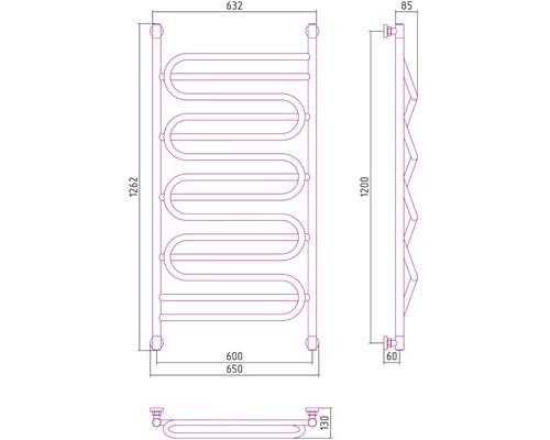 Водяной полотенцесушитель Сунержа Иллюзия+ 1200x600 00-0210-1260 (Sunerzha)