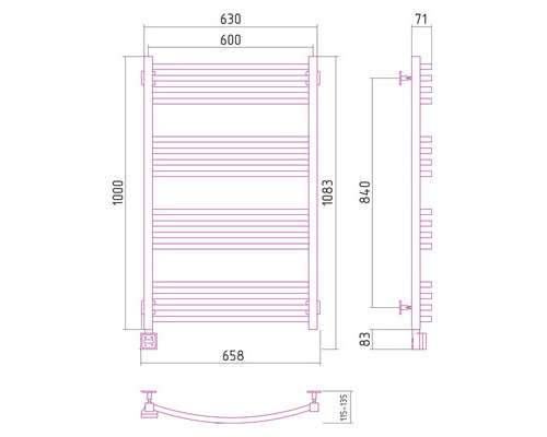 Электрический полотенцесушитель Сунержа Аркус 1000x600 L 00-0532-1060 (Sunerzha)