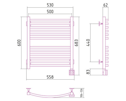 Электрический полотенцесушитель Сунержа Аркус 600x500 R 00-0533-6050 (Sunerzha)