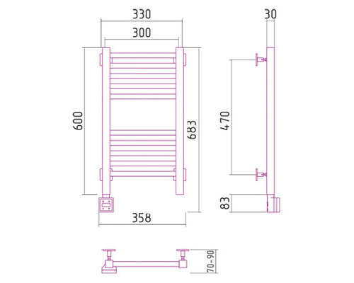 Электрический полотенцесушитель Сунержа Модус 600x300 L 00-0520-6030 (Sunerzha)