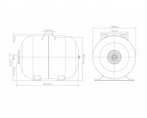 Расширительный бак, гидроаккумулятор ГП 18, 7019, горизонтальный, для водоснабжения
