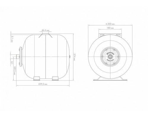 Расширительный бак, гидроаккумулятор ГП 35, 7031, горизонтальный, для водоснабжения