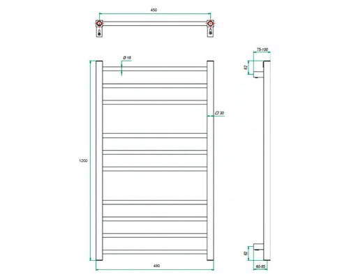 Электрический полотенцесушитель Eco Classic 480x1200