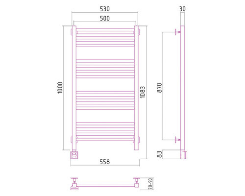 Электрический полотенцесушитель Сунержа Модус 1000x500 L 00-0520-1050 (Sunerzha)