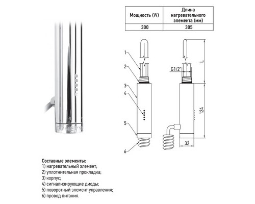 Электрический полотенцесушитель Сунержа Нюанс 1800 R 00-0543-1853 (Sunerzha)