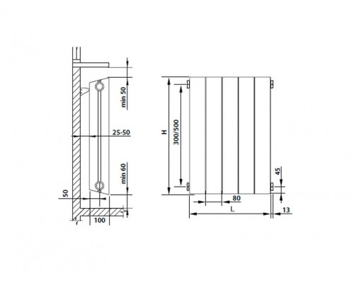 Радиатор биметаллический Pianoforte 500 x4 Silver Satin, боковое подключение