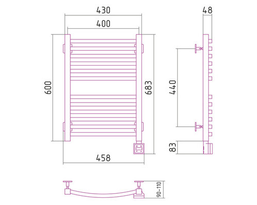 Электрический полотенцесушитель Сунержа Аркус 600x400 R 00-0533-6040 (Sunerzha)