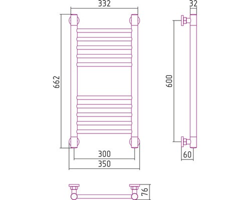 Водяной полотенцесушитель Сунержа Богема+ 600x300 прямая 00-0220-6030 (Sunerzha)