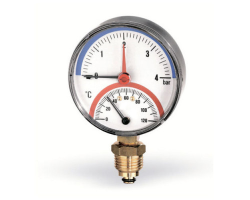 Термоманометр радиальный 80 мм F+R828 (TMRP) 4 бар (Ваттс)