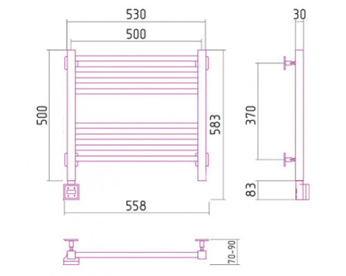 Электрический полотенцесушитель Сунержа Модус 500x500 L 00-0520-5050 (Sunerzha)