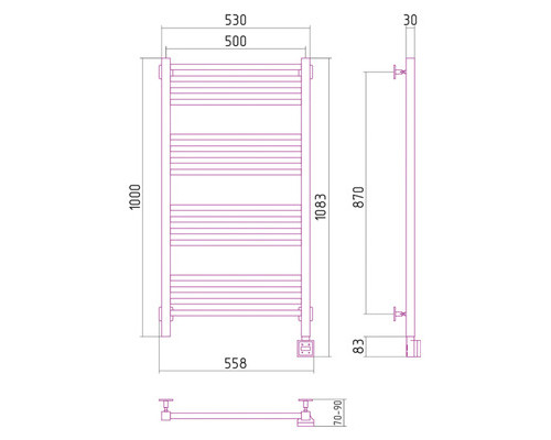 Электрический полотенцесушитель Сунержа Модус 1000x500 R 00-0521-1050 (Sunerzha)