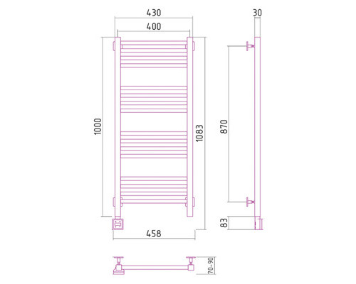 Электрический полотенцесушитель Сунержа Модус 1000x400 L 00-0520-1040 (Sunerzha)