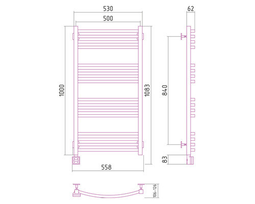 Электрический полотенцесушитель Сунержа Аркус 1000x500 L 00-0532-1050 (Sunerzha)