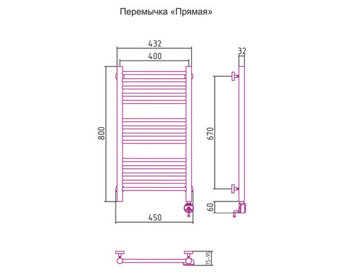 Электрический полотенцесушитель Сунержа Богема 800x400 R 00-0505-8040 (Sunerzha)