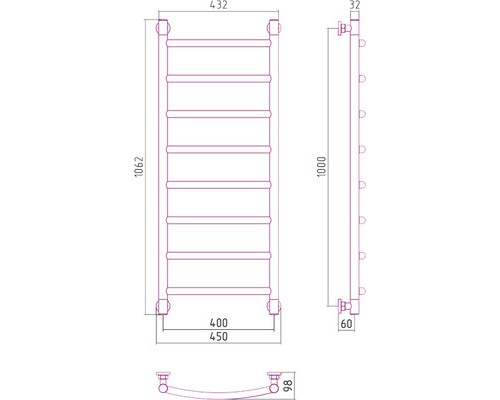 Водяной полотенцесушитель Сунержа Галант+ 1000x400 00-0200-1040 (Sunerzha)