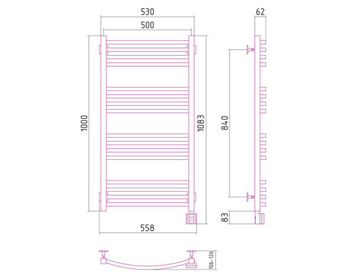 Электрический полотенцесушитель Сунержа Аркус 1000x500 R 00-0533-1050 (Sunerzha)