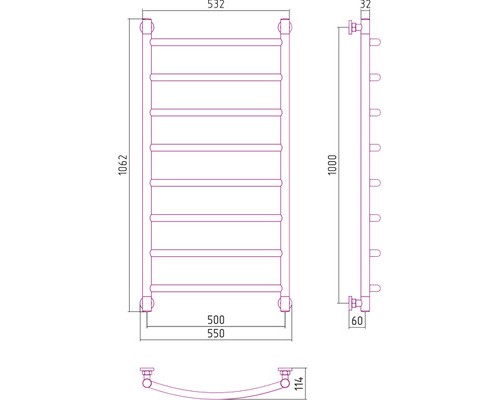 Водяной полотенцесушитель Сунержа Галант+ 1000x500 00-0200-1050 (Sunerzha)