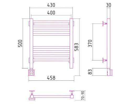 Электрический полотенцесушитель Сунержа Модус 500x400 L 00-0520-5040 (Sunerzha)