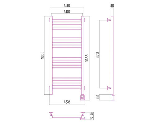 Электрический полотенцесушитель Сунержа Модус 1000x400 R 00-0521-1040 (Sunerzha)