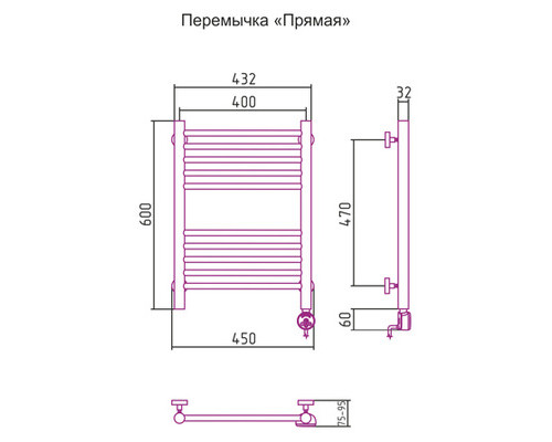 Электрический полотенцесушитель Сунержа Богема 600x400 R 00-0505-6040 (Sunerzha)