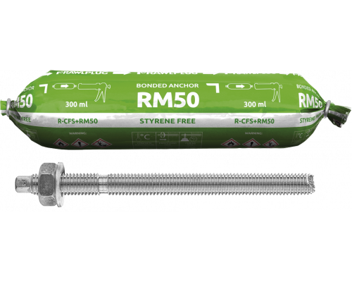 RM50 Химический анкер (полиэстровая смола) без стирола в упаковке CFS+ с резьбовыми шпильками для бетона