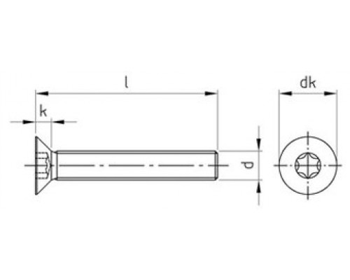 Винт с потайной головкой и шестирадиусным шлицем (TORX)
