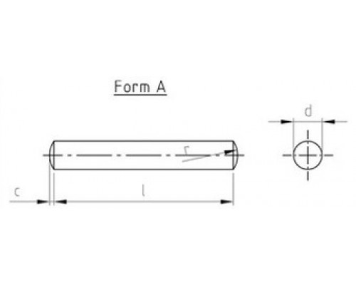 Штифт DIN 7 A1 A4 цилиндрический незакалённый -  AISI 316
